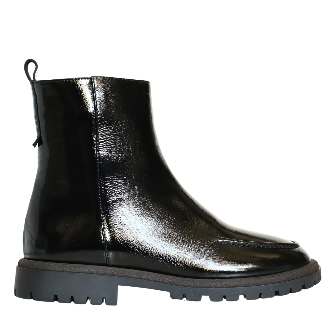 Siyah Rugan Kadın Fermuarlı Bot