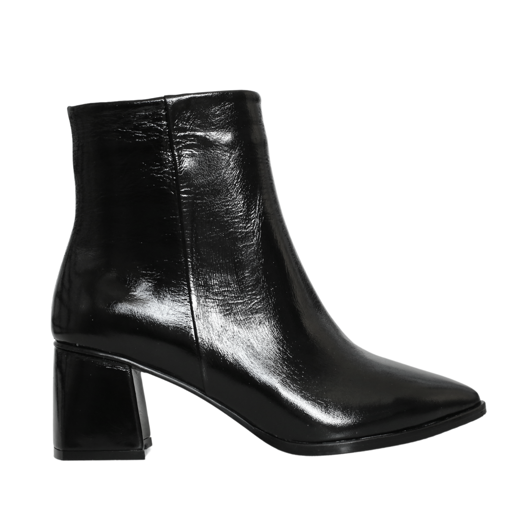 Siyah Rugan Kadın Topuklu Bot