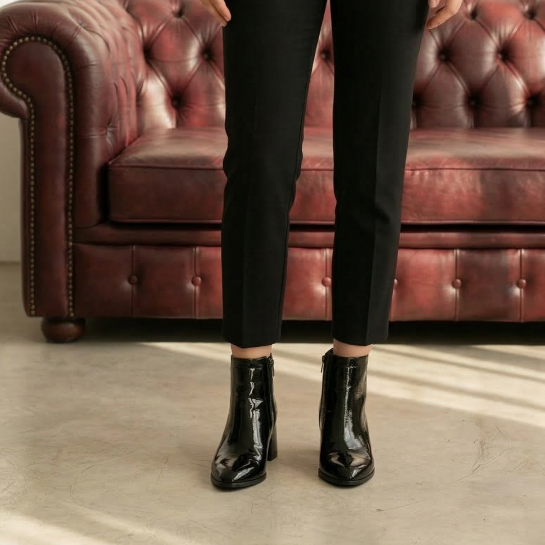 Siyah Rugan Kadın Topuklu Bot