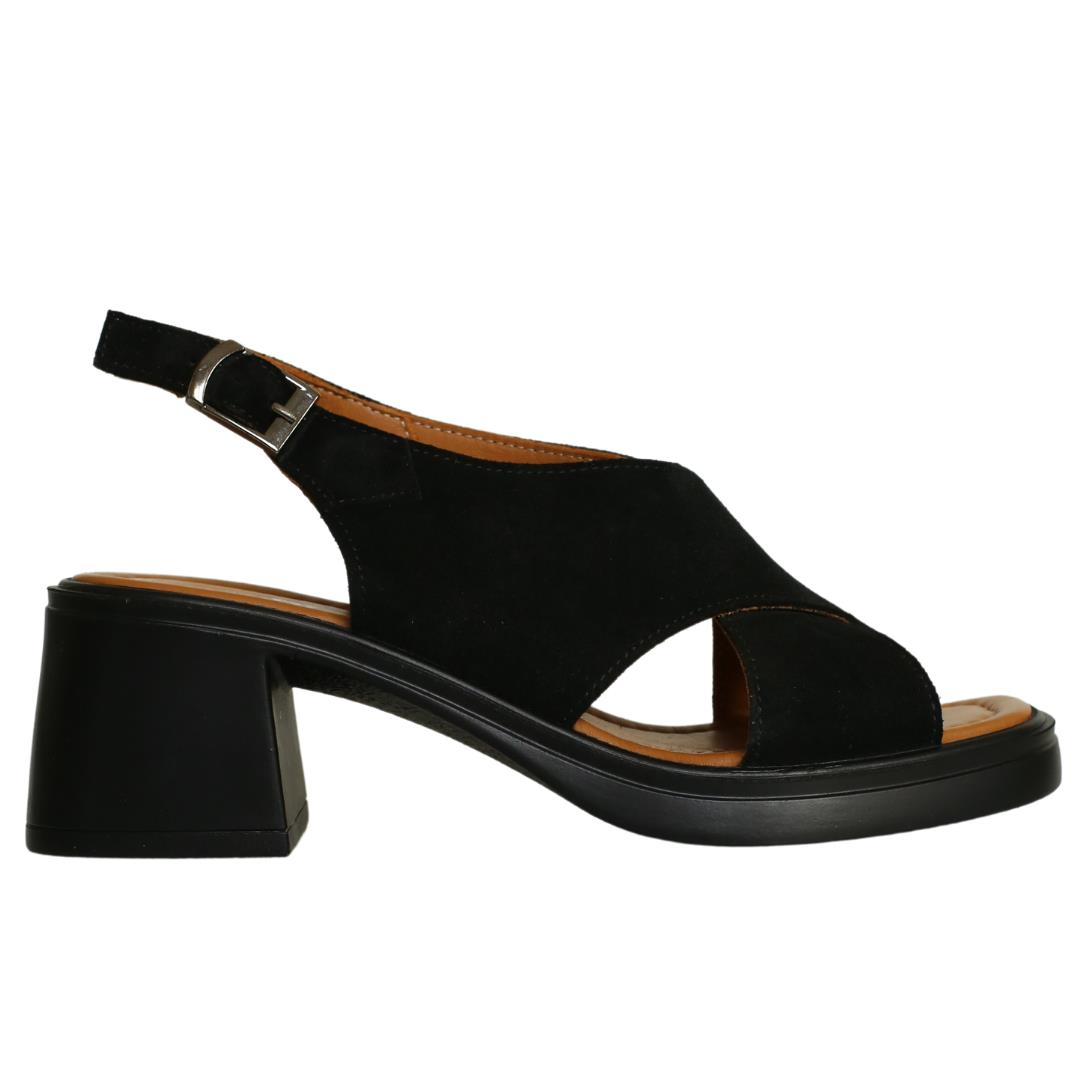 Siyah Süet Deri Kadın Sandalet