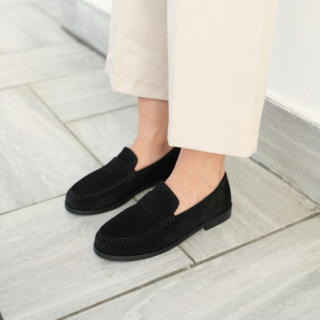 Siyah Süet Kadın Loafer