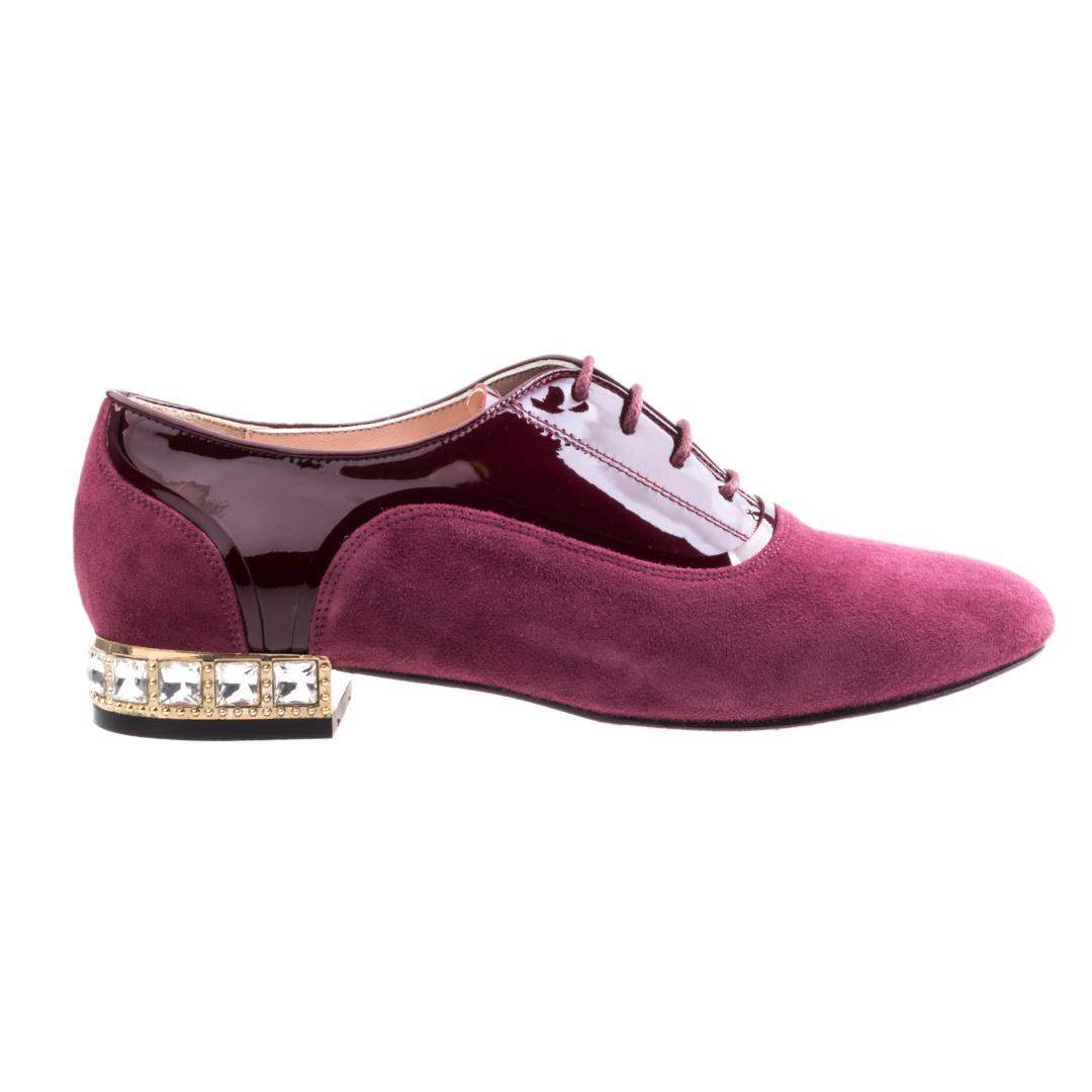 Süet Bordo Bağcıklı Kadın Loafer Ayakkabı