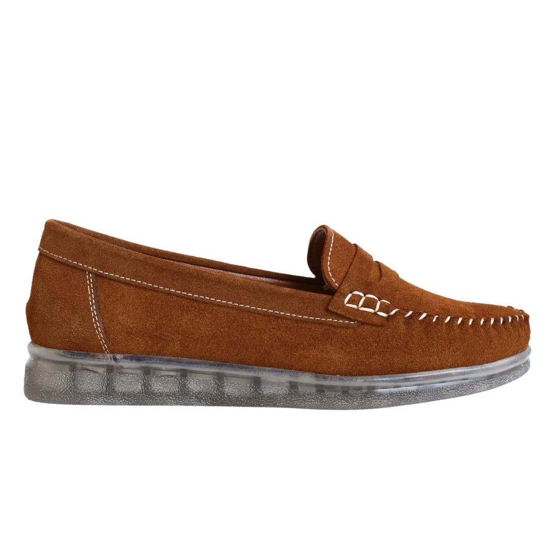 Süet Taba Deri Kadın Loafer Ayakkabı