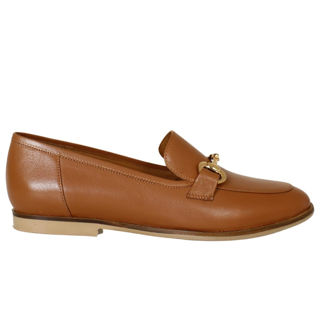 Taba Deri Kadın Loafer Ayakkabı