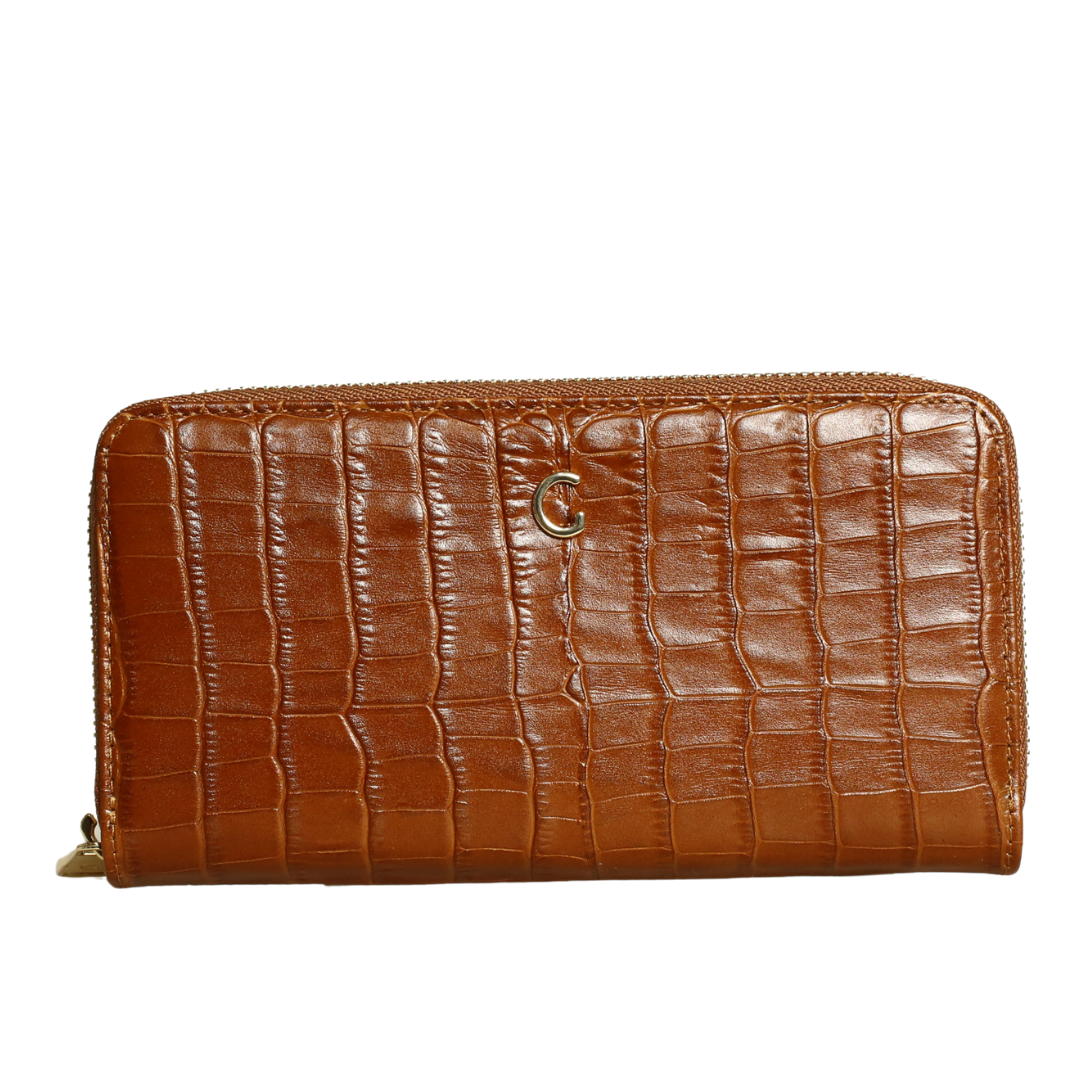 Taba Deri Kroko Baskı Kadın Cüzdan