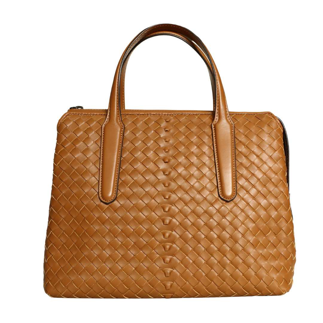 Taba Deri Örgü Kadın El Çantası