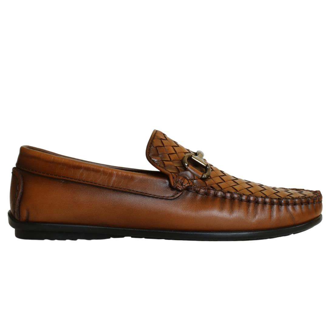 Taba Örgü Deri Erkek Loafer