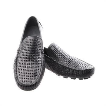 Siyah Örgü Desenli Erkek Loafer Ayakkabı