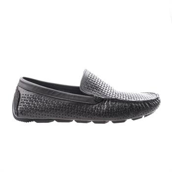 Siyah Örgü Desenli Erkek Loafer Ayakkabı