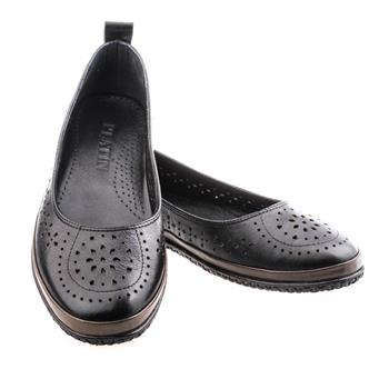 Siyah Zımbalı Deri Kadın Günlük Loafer Ayakkabı