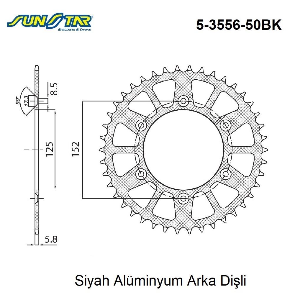 ARKA DİŞLİ SİYAH ALÜMİNYUM