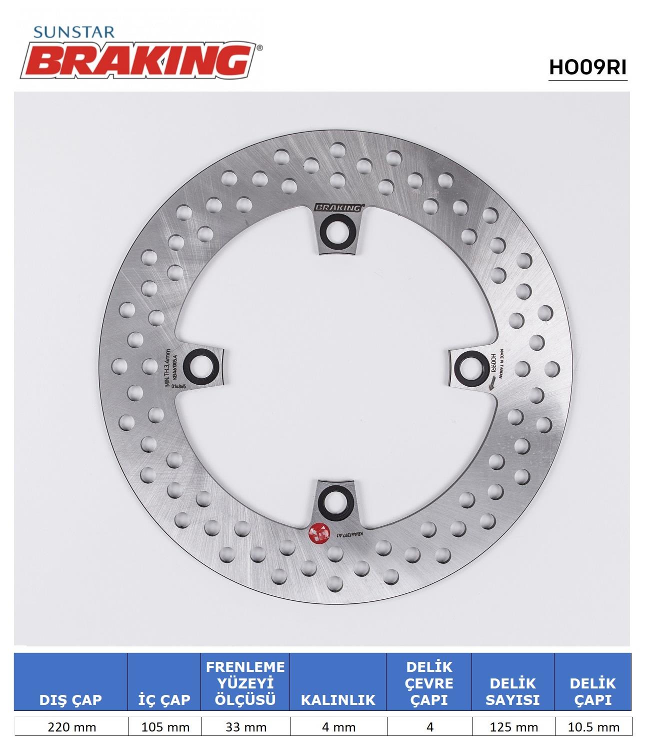 HONDA CRF 250L / CBR 125 YUVARLAK ARKA FREN DİSKİ / HONDA / CBR 125 R / 125cc / ARKA  / 2004-2005-2006-2007-2008-2009-2010-2011-2012-2013-2014-2015-2016-2017