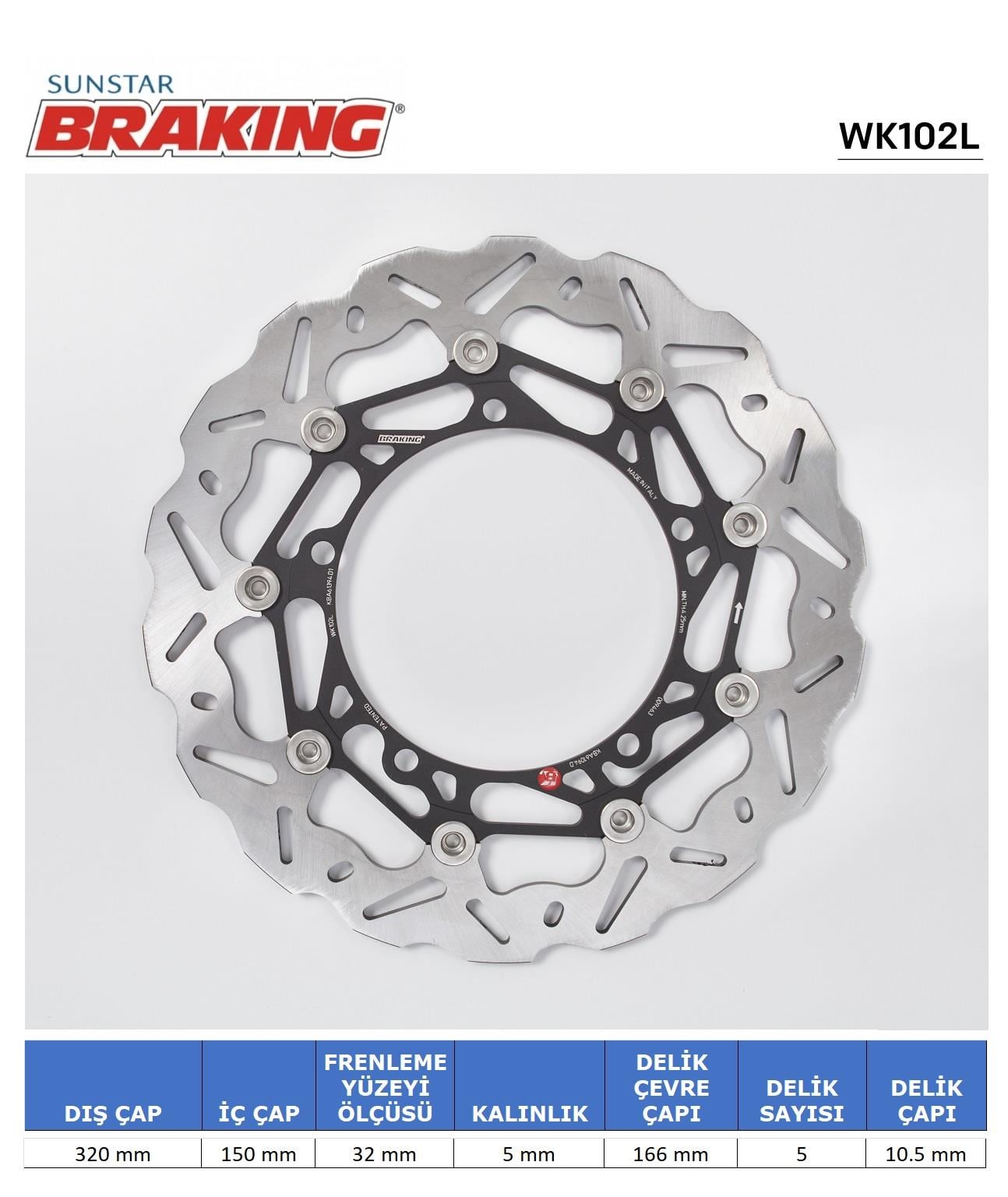 TRIUMPH SPEED TRIPLE 1050 / TROPHY 1215 DALGALI ÖN PERFORMANS FREN DİSKİ (SOL) / TRIUMPH / SPEED TRIPLE / R / S / RS / 1050cc / ÖN SOL  / 2008-2009-2010-2011-2012-2013-2014-2015-2016-2017