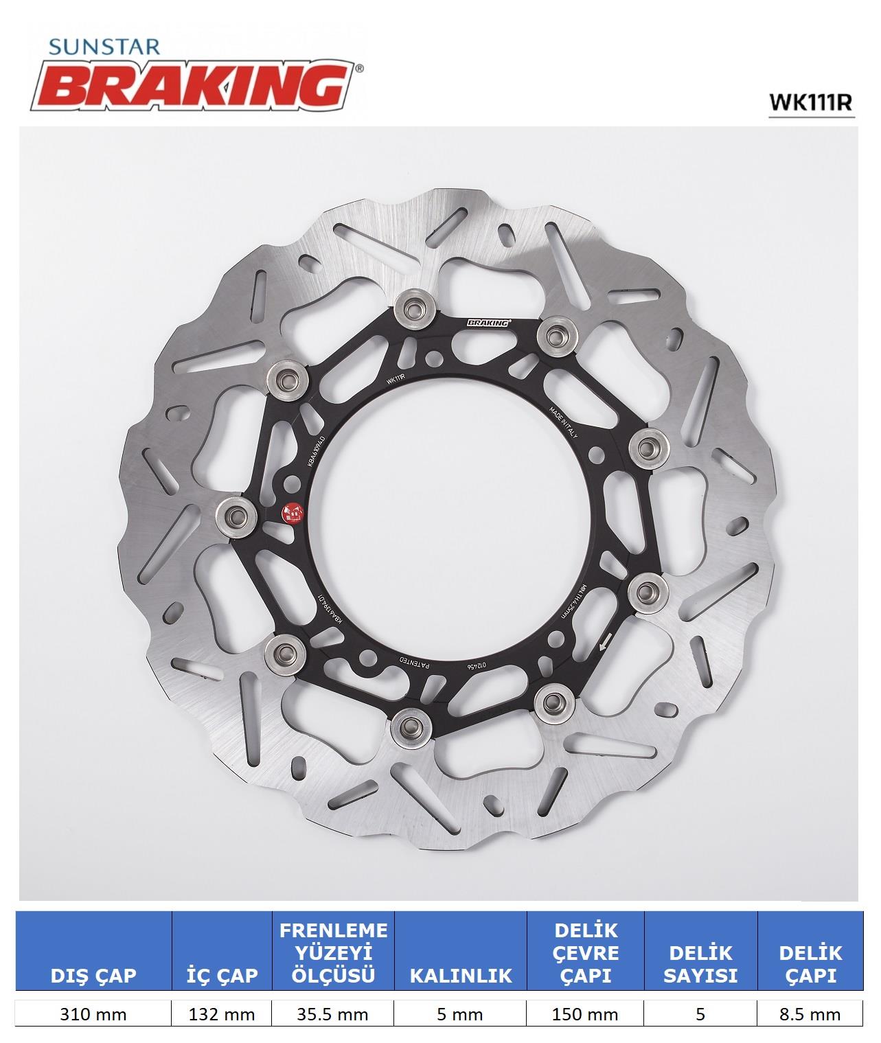 YAMAHA R6 / FZ8 / XTZ 1200 DALGALI ÖN PERFORMANS FREN DİSKİ (SAĞ) / YAMAHA / FZ8 / FAZER / 800cc / ÖN SAĞ  / 2010-2011-2012-2013-2014-2015-2016