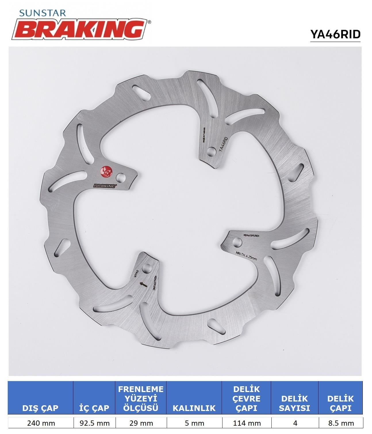 YAMAHA X-MAX 250 / X-CITY DALGALI ARKA FREN DİSKİ (4 DELİK) / YAMAHA / X-CITY / 250cc / ARKA  / 2007-2008-2009-2010-2011-2012-2013-2014-2015-2016-2017