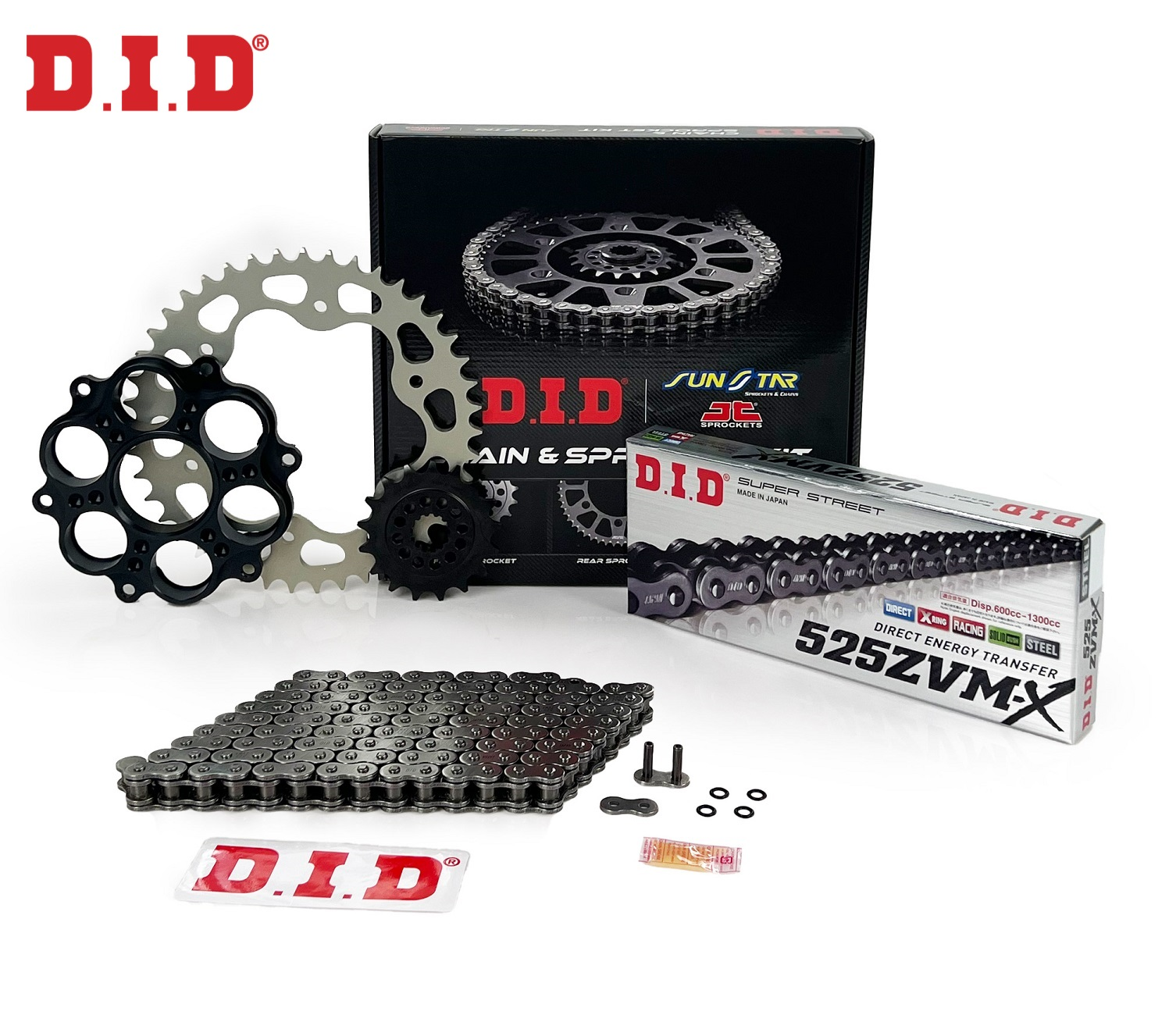 ZİNCİR DİŞLİ SETİ DUCATI HYPERMOTARD / EVO / SP (1100 cc)  (2007-2009) / ZİNCİR : DID-525ZVM-X (Çelik)-104 / DİŞLİ: SUNSTAR (15T-42T)