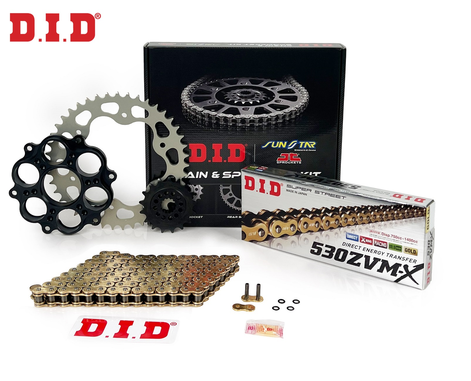 ZİNCİR DİŞLİ SETİ DUCATI MULTISTRADA (1200 cc)  (2010-2017) / ZİNCİR : DID-530ZVM-X (Gold)-108 / DİŞLİ: SUNSTAR (15T) - JT (40T)