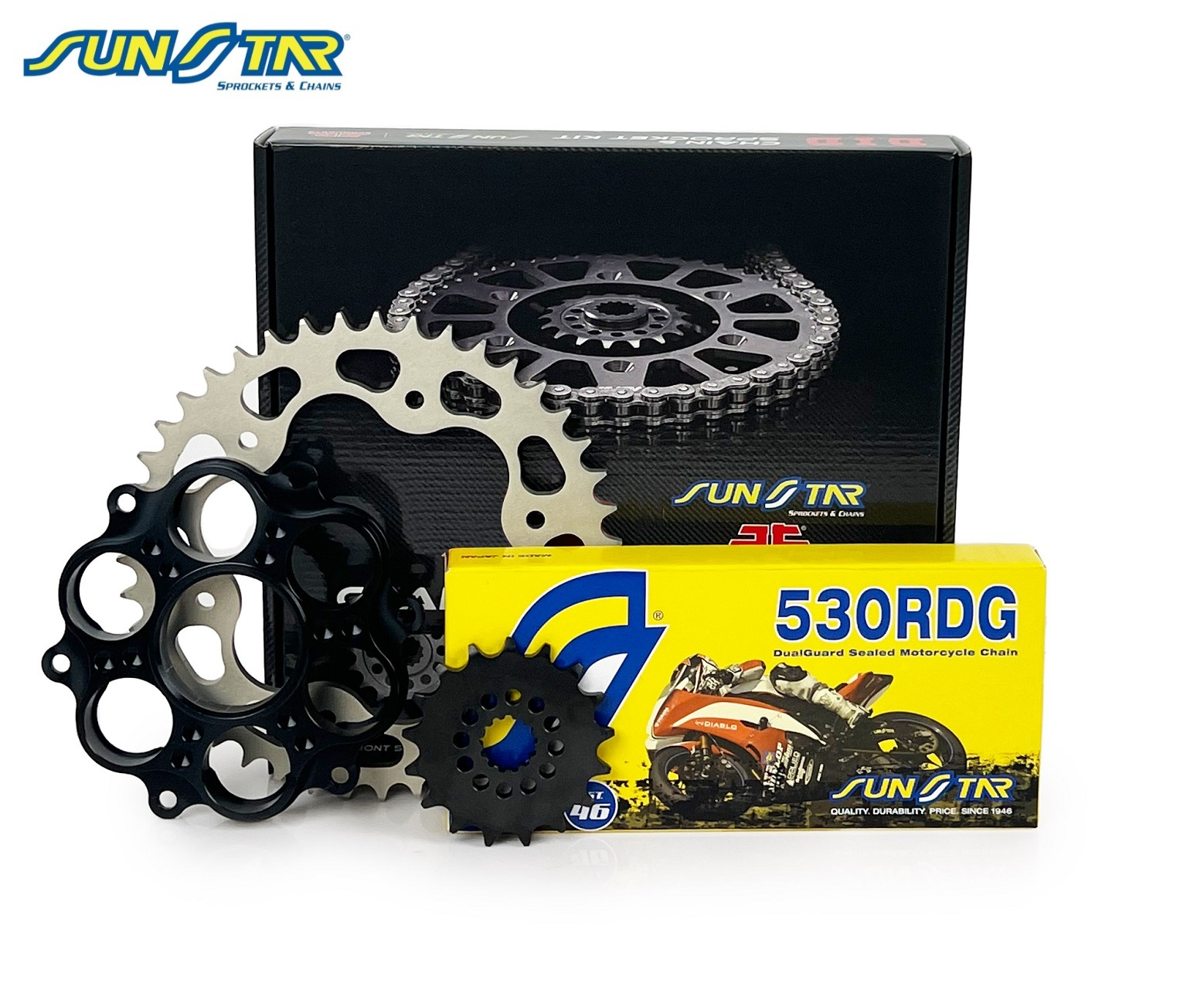 ZİNCİR DİŞLİ SETİ DUCATI MULTISTRADA (1260 cc)  (2018-2021) / ZİNCİR : SUNSTAR 530RDG (Çelik)-114 / DİŞLİ: SUNSTAR (15T-40T)