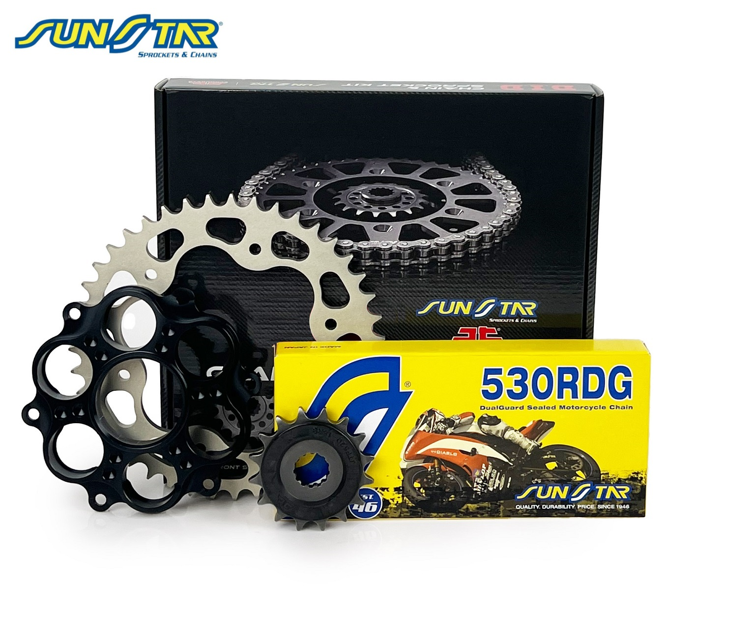 ZİNCİR DİŞLİ SETİ DUCATI MULTISTRADA (1260 cc)  (2018-2021) / ZİNCİR : SUNSTAR 530RDG (Çelik)-114 / DİŞLİ: JT (15T) - SUNSTAR (40T)