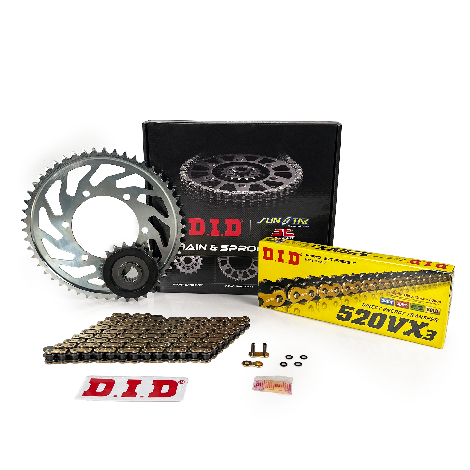 DID Zincir Dişli Seti Kawasakı Nınja 400 (400 Cc) (2018-2023) / Zincir : Dıd-520Vx3 (Gold)-106 / Dişli :  Jt (14T) - Sunstar (41T)