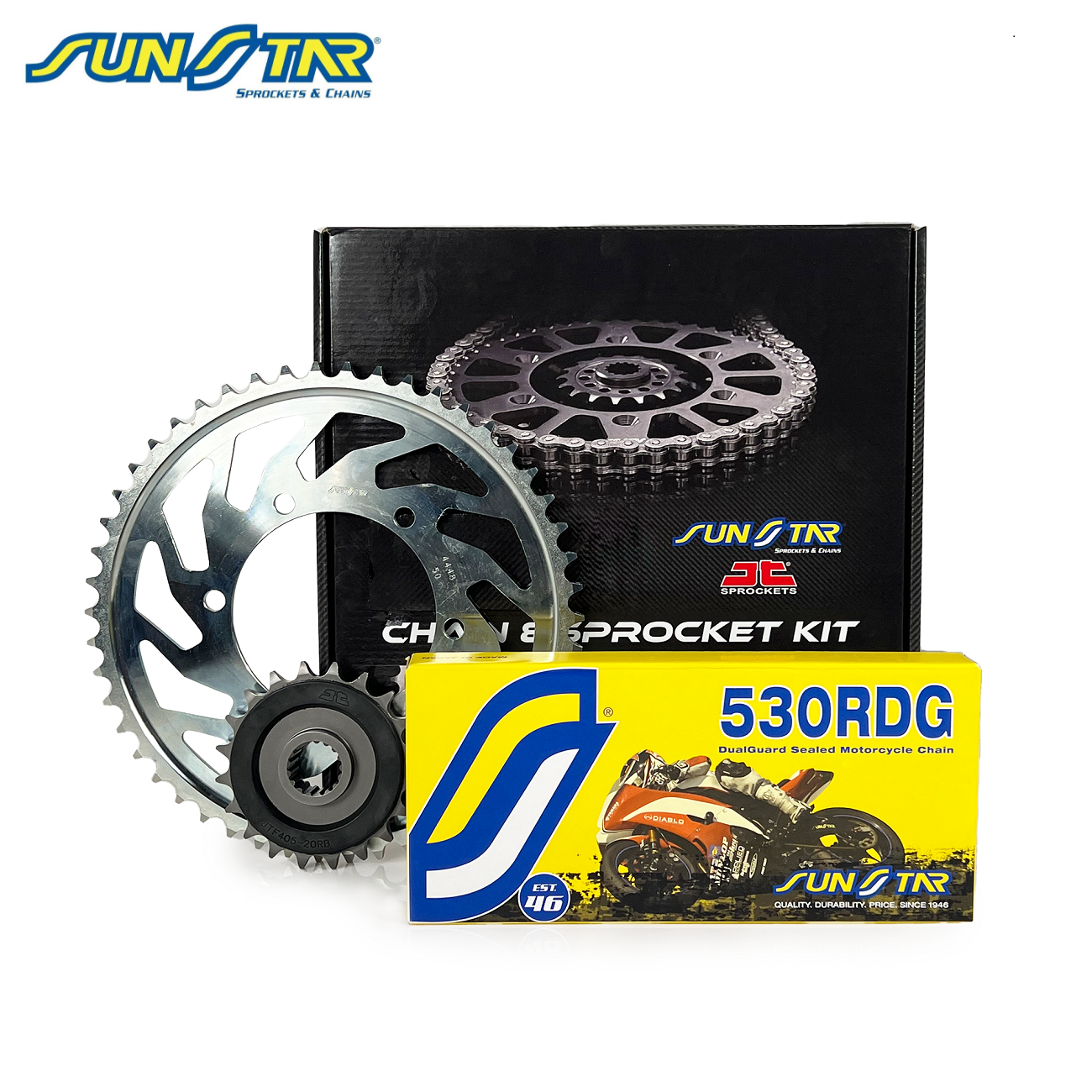 ZİNCİR DİŞLİ SETİ KAWASAKI ZX9R NINJA (900 cc)  (1998-2001) / ZİNCİR : SUNSTAR 530RDG (Çelik)-110 / DİŞLİ: JT (16T-46T)