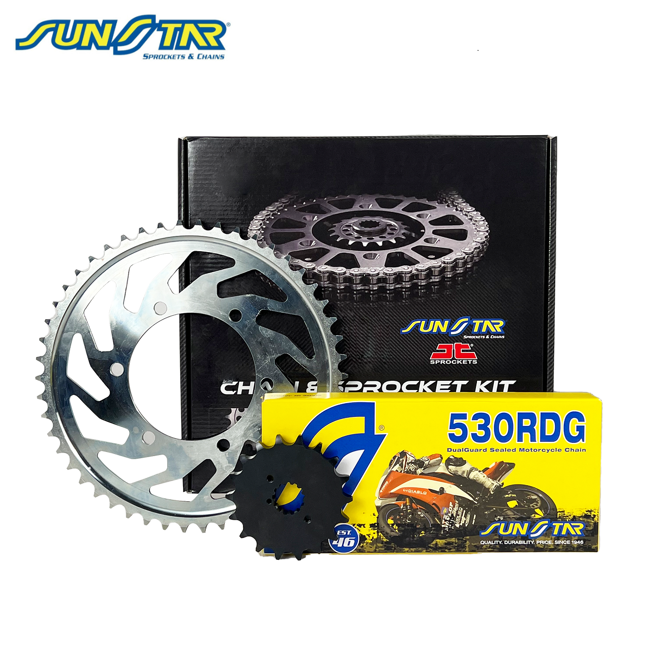 ZİNCİR DİŞLİ SETİ SUZUKI GSF BANDIT / S (600 cc)  (1996-1999) / ZİNCİR : SUNSTAR 530RDG (Çelik)-110 / DİŞLİ: SUNSTAR (15T-47T)