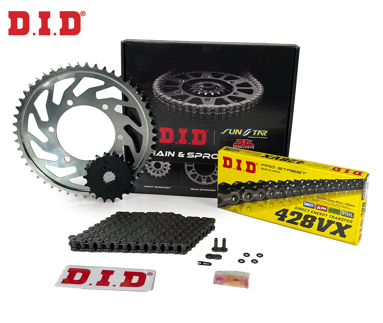 ZİNCİR DİŞLİ SETİ YAMAHA WR R / X (125 cc)  (2009-2015) / ZİNCİR : DID-428VX (Çelik)-134 / DİŞLİ: SUNSTAR (14T) - JT (53T)