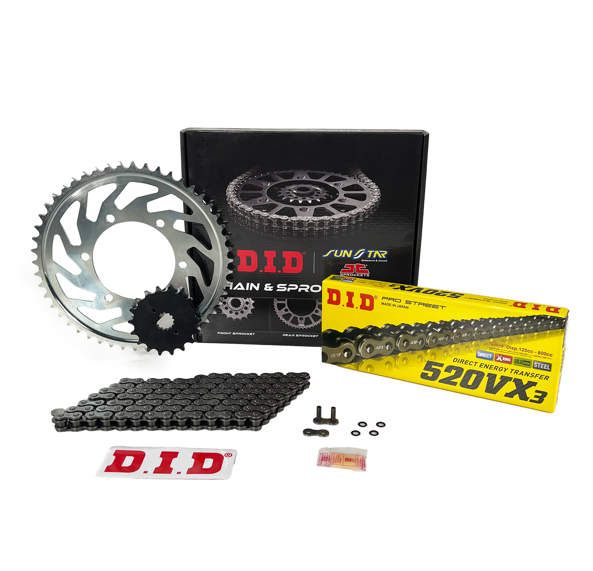 ZİNCİR DİŞLİ SETİ YAMAHA YZ F (450 cc) (2009-2014) / ZİNCİR : DID-520VX3 (Çelik)-114 / DİŞLİ :  SUNSTAR (14T) - JT (49T)