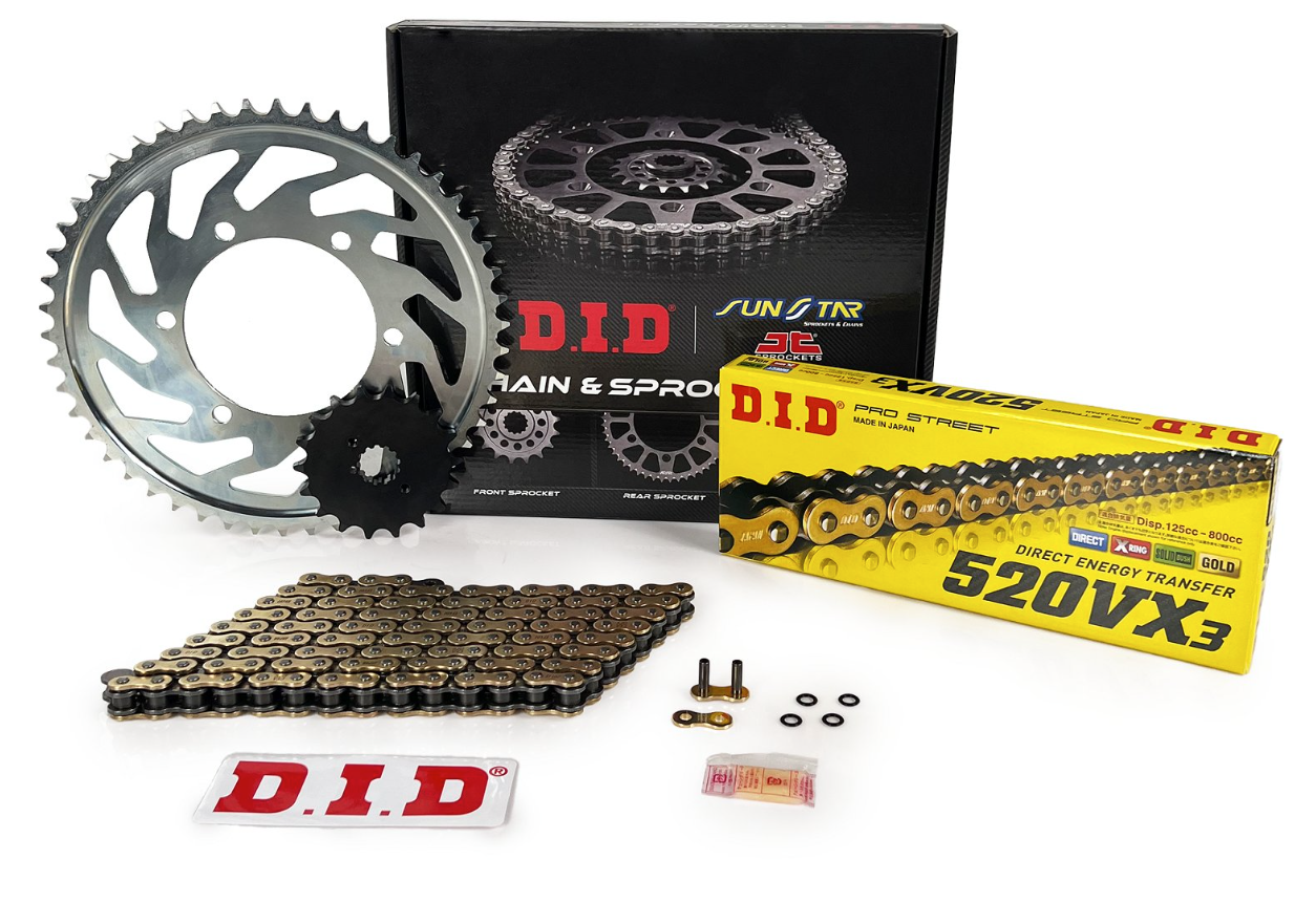 DID Zincir Dişli Seti Yamaha Xt 600 E (600 Cc)  (1990-2003) / Zincir : Dıd-520Vx3 (Gold)-106 / Dişli: Sunstar (15T) - Jt (45T)