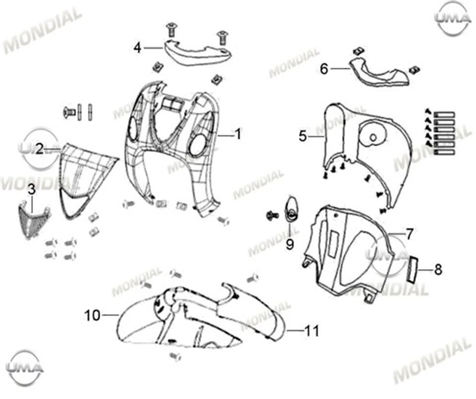 Mondial 125 ZNU Ön Panel Üst Nikelaj