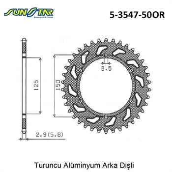 ARKA DİŞLİ TURUNCU ALÜMİNYUM