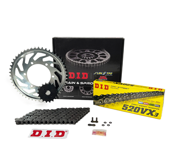 DID Zincir Dişli Seti Yamaha Yz F (450 Cc) (2009-2014) / Zincir : Dıd-520Vx3 (Çelik)-114 / Dişli :  Jt (14T) - Sunstar (49T)