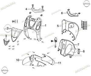 Mondial 125 ZNU Ön Panel Üst Nikelaj