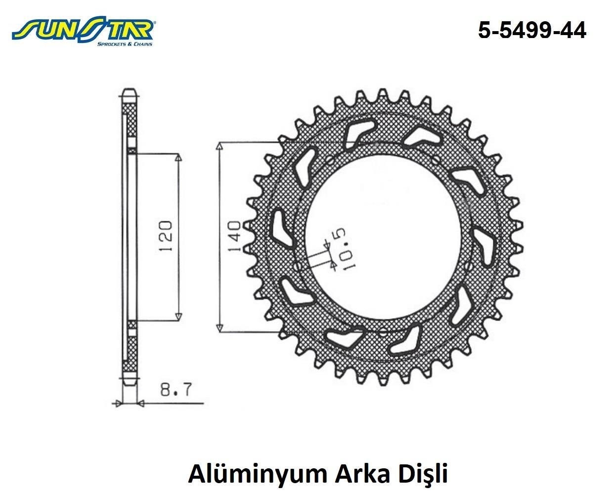 ARKA DİŞLİ ALÜMİNYUM / SUZUKI / B-KING / 1300cc / (DİŞLİ SAYISI : ORİJİNAL+1) / 2008-2009-2010-2011