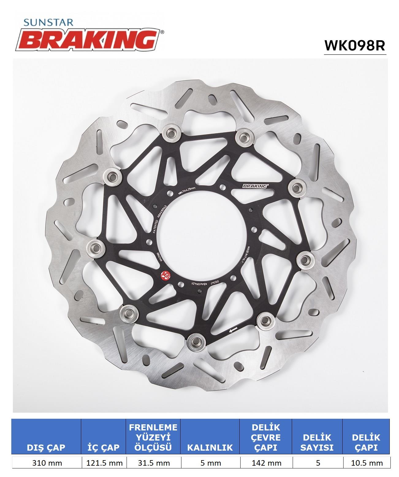 HONDA CBR 1000RR DALGALI ÖN PERFORMANS FREN DİSKİ (SAĞ) / HONDA / CBR 1000RR SP / 1000cc / ÖN SAĞ  / 2014-2015-2016