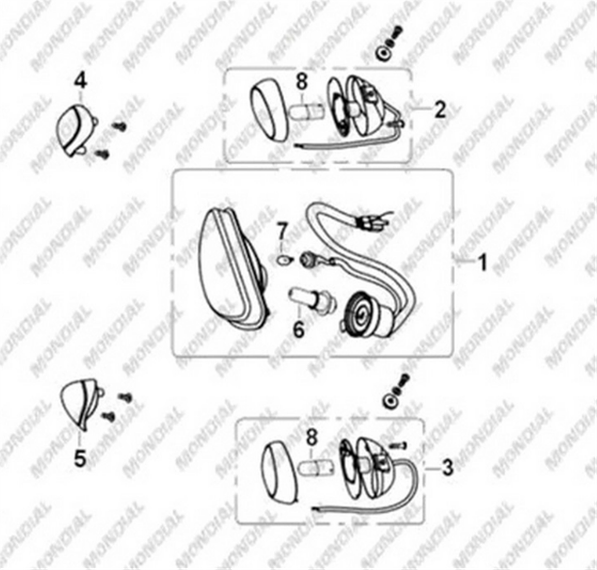 Mondial 125 KV Far Komple