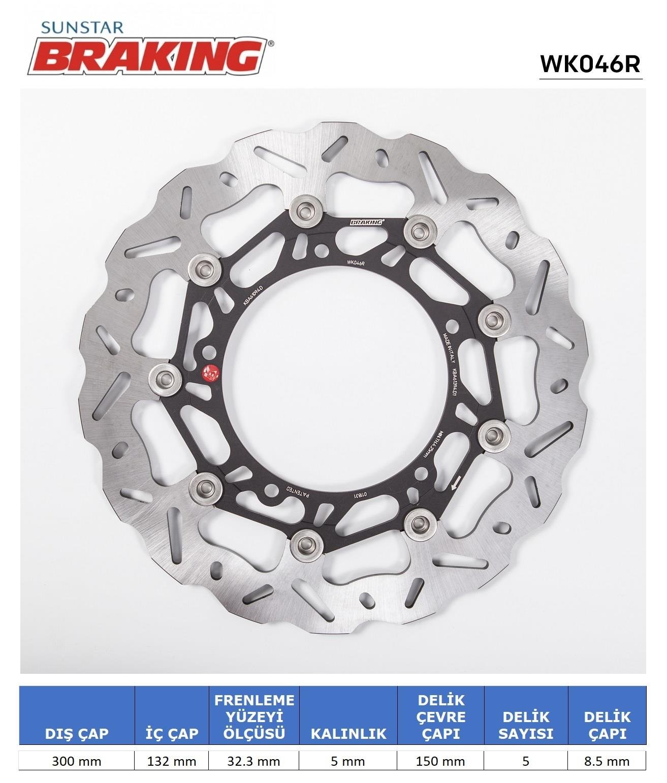 YAMAHA DALGALI ÖN PERFORMANS FREN DİSKİ (SAĞ) / YAMAHA / FZ6 / FAZER / 600cc / ÖN SAĞ  / 2004-2005-2006-2007-2008-2009