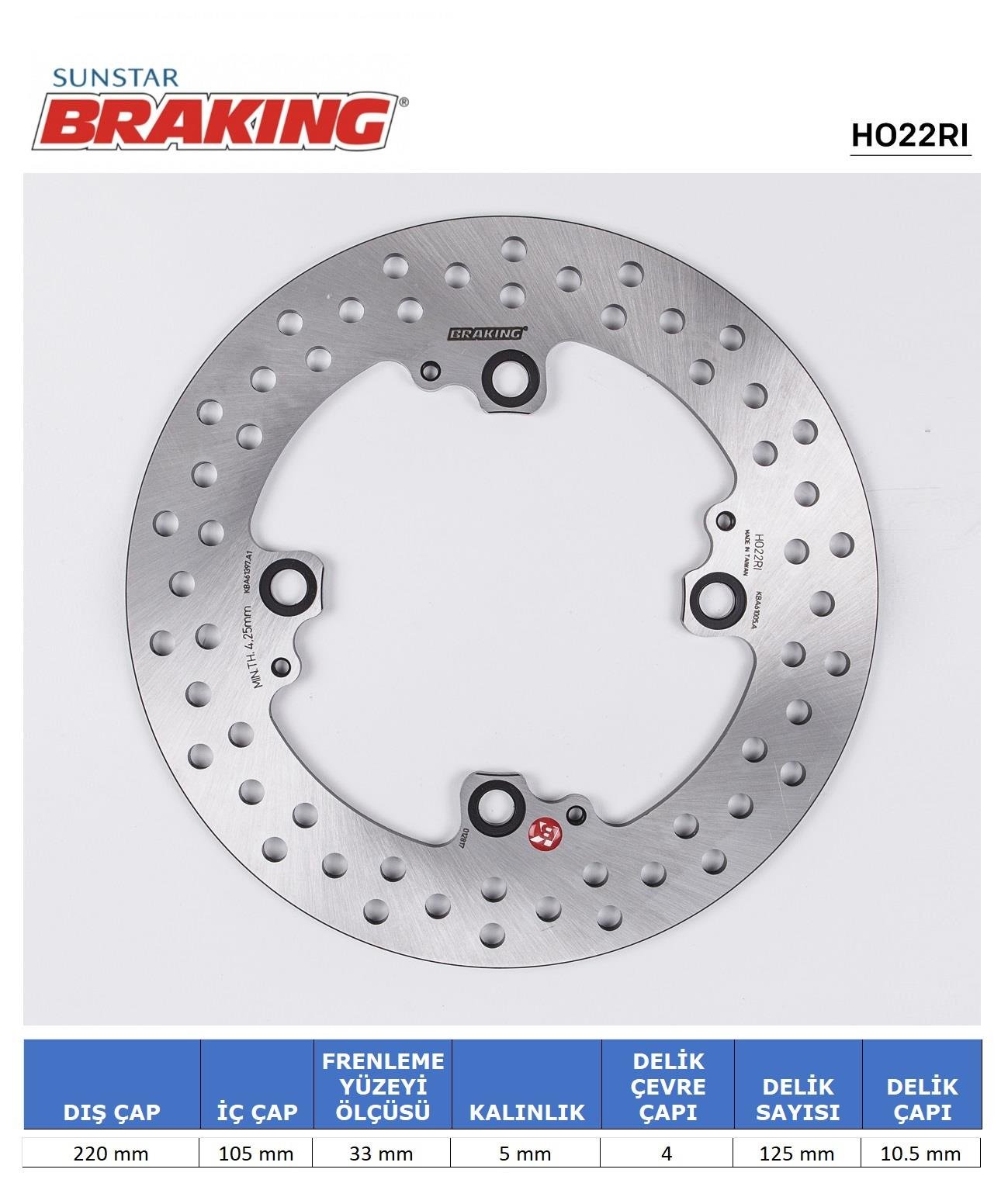 YUVARLAK ARKA FREN DİSKİ / HONDA / CBR 1000RR / 1000cc / ARKA  / 2004-2005-2006-2007-2008-2009-2010-2011-2012-2013-2014-2015-2016-2017-2018-2019
