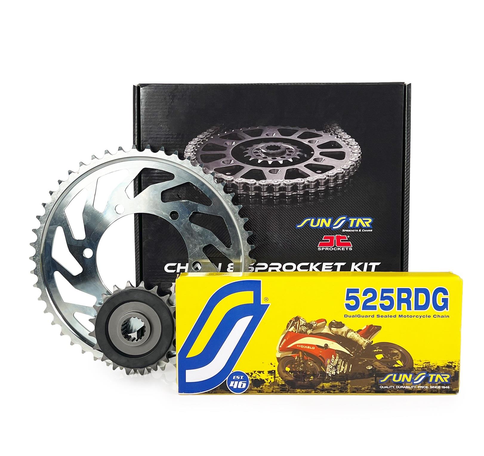 ZİNCİR DİŞLİ SETİ BMW F 800 R (800 cc)  (2009-2014) / ZİNCİR : SUNSTAR 525RDG (Çelik)-120 / DİŞLİ: JT (20T) - SUNSTAR (47T)