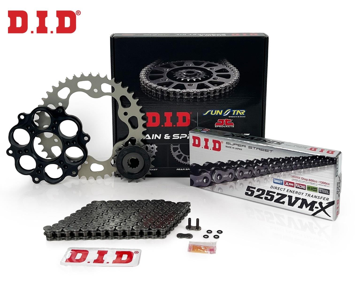 ZİNCİR DİŞLİ SETİ DUCATI 1098 / S (1100 cc) (2007-2008) / ZİNCİR : DID-525ZVM-X (Çelik)-98 / DİŞLİ: JT (15T) - SUNSTAR (39T)
