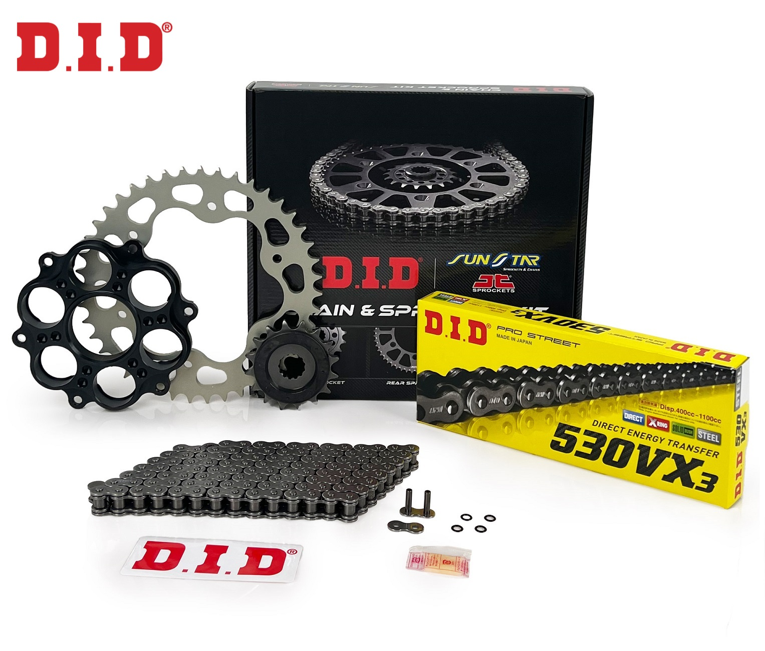ZİNCİR DİŞLİ SETİ DUCATI MULTISTRADA (1200 cc)  (2010-2017) / ZİNCİR : DID-530VX3 (Çelik)-108 / DİŞLİ: JT (15T) - SUNSTAR (40T)