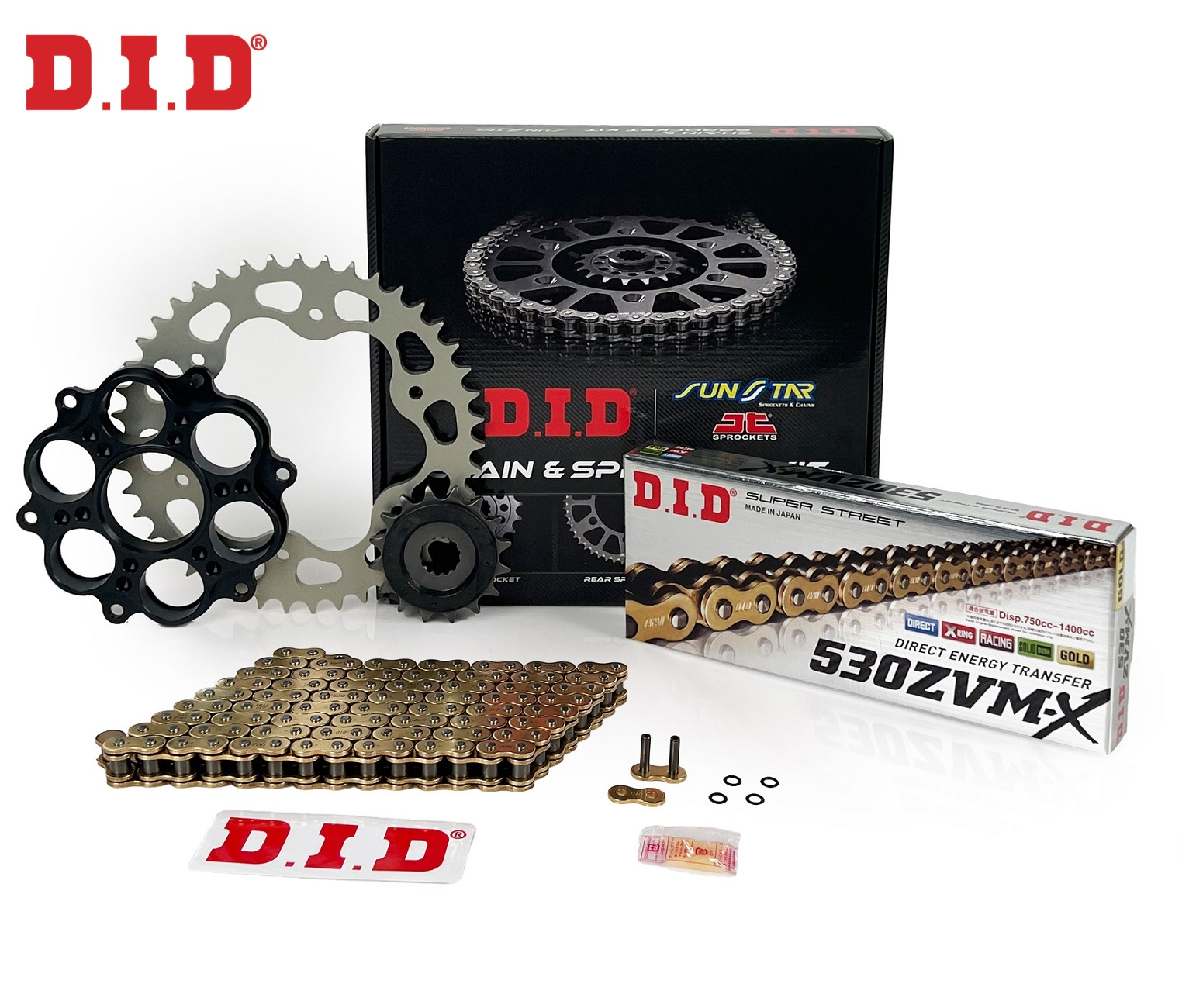 ZİNCİR DİŞLİ SETİ DUCATI MULTISTRADA S (1200 cc)  (2010-2017) / ZİNCİR : DID-530ZVM-X (Gold)-108 / DİŞLİ: JT (15T) - SUNSTAR (40T)