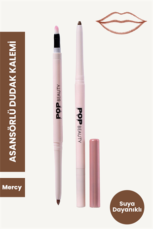 POP Beauty Dudak Kalemi, Suya Dayanıklı, Asansörlü, Waterproof Lıplıner- Mercy 8684415590145