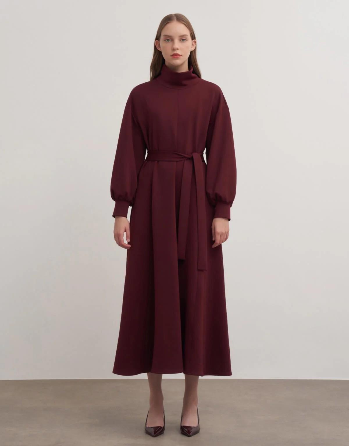 Puf Elbise Bordo