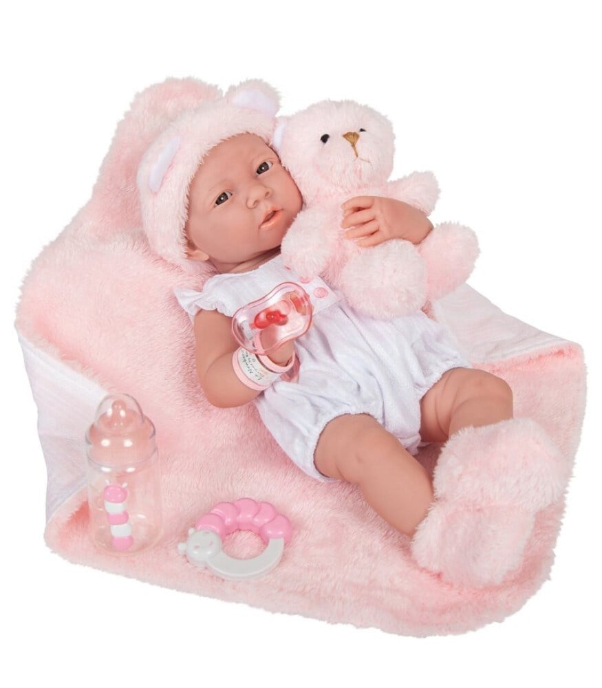 Berenguer Gerçekçi Yenidoğan Oyuncak Kız Bebek 39 cm ve Pembe Ayı