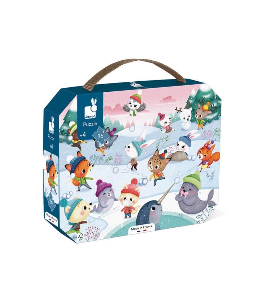Janod 36 Parça Çantalı Puzzle - Kar Partisi