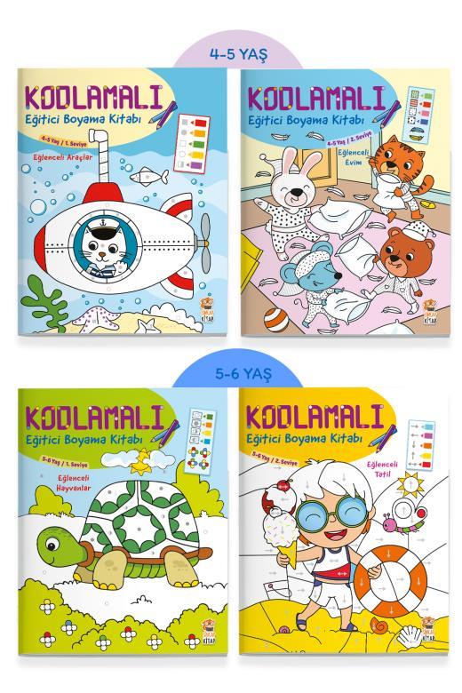 Kodlamalı Eğitici Boyama Seti (4 Kitap)