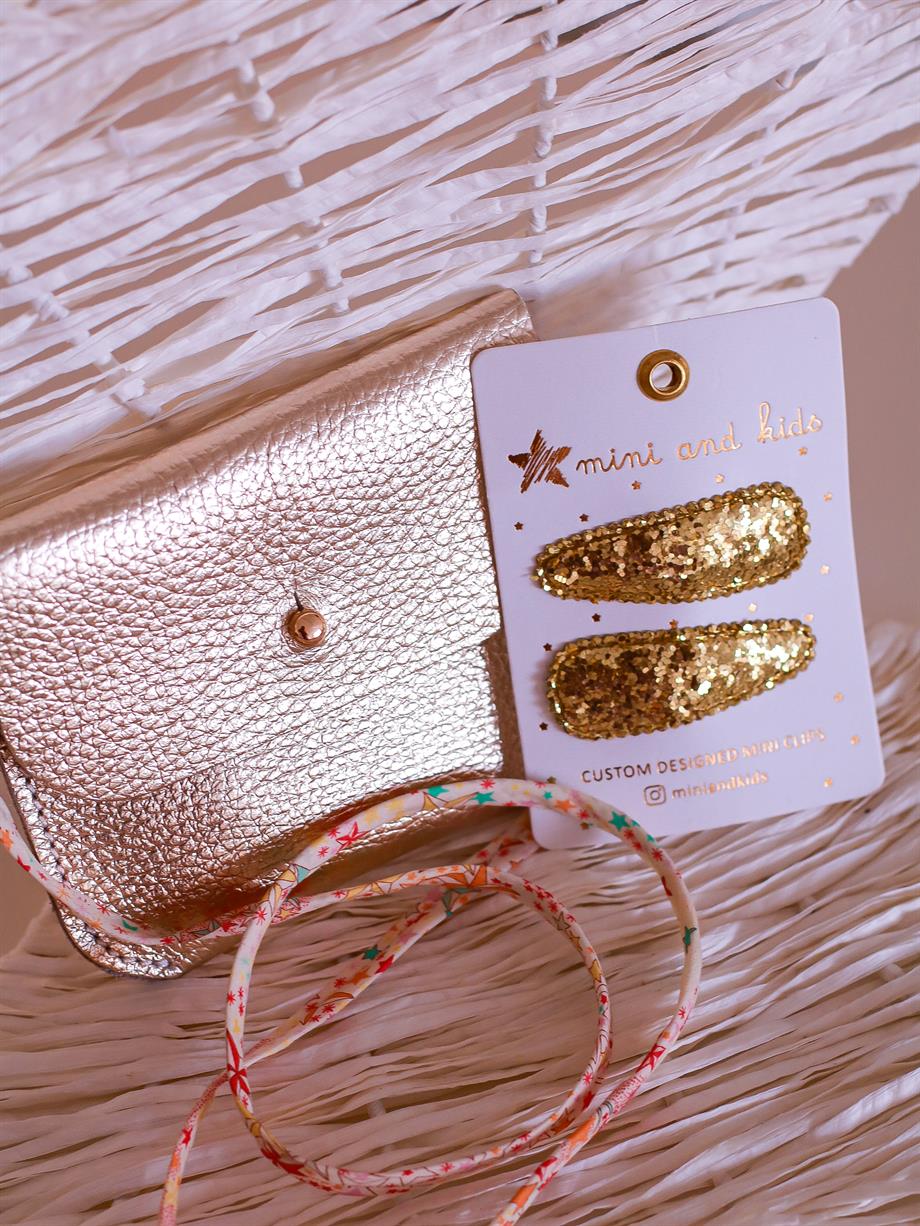 Mini Deri Çanta-Gold