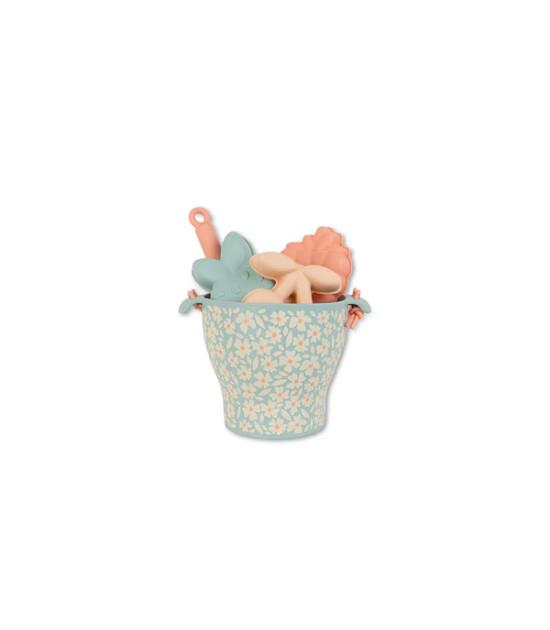 Swim Essentials Green Flowers Silikon Oyuncak Seti -Kova, Kürek ve 3 adet Kalıp