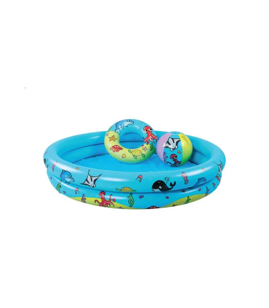 Swim Essentials Mini Marine Bebek Şişme Oyun ve Yüzme Havuzu Seti -Havuz/Simit/Plaj Topu